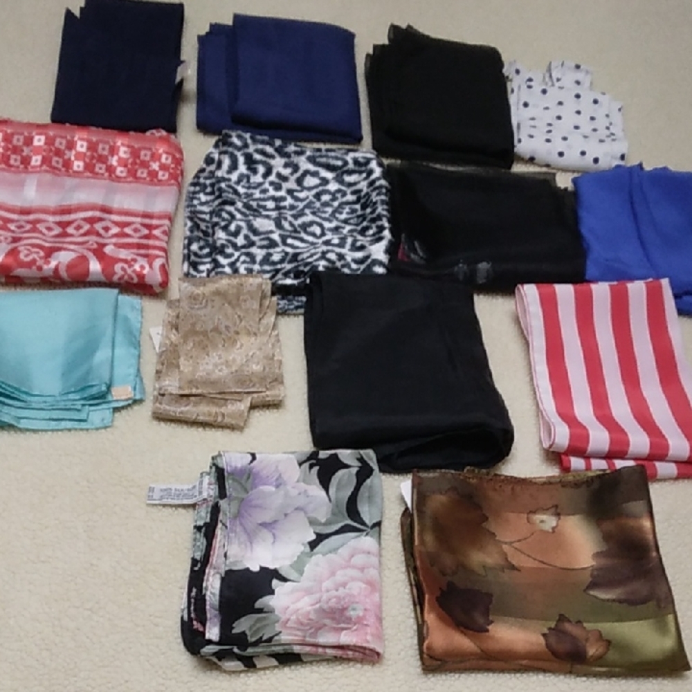 Lot Of 14 Silk And Polyester Scarfs All New